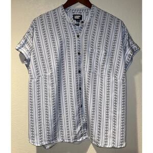 Lands End Womens 1x Blue Striped Oversized Smock Top Beach Resort Minimalist